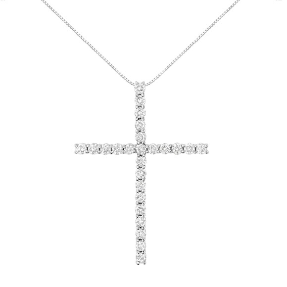 Haus of Brilliance Sterling Silver Diamond Cross Pendant Necklace